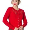 New In Banned Winter Leaves 40's Cardigan Red