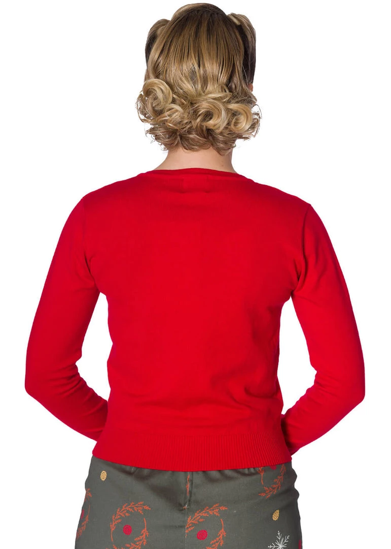 New In Banned Winter Leaves 40's Cardigan Red