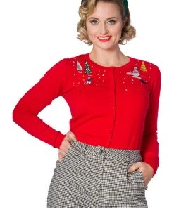 New In Banned Christmas Town 40's Cardigan Red