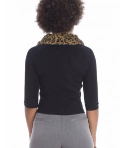 Banned Leopard Collar 40's Cardigan Black