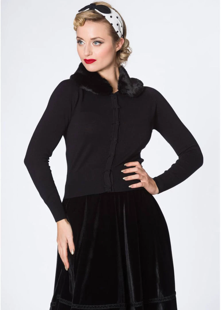 New In Banned Bow Dreaming 40's Cardigan Black