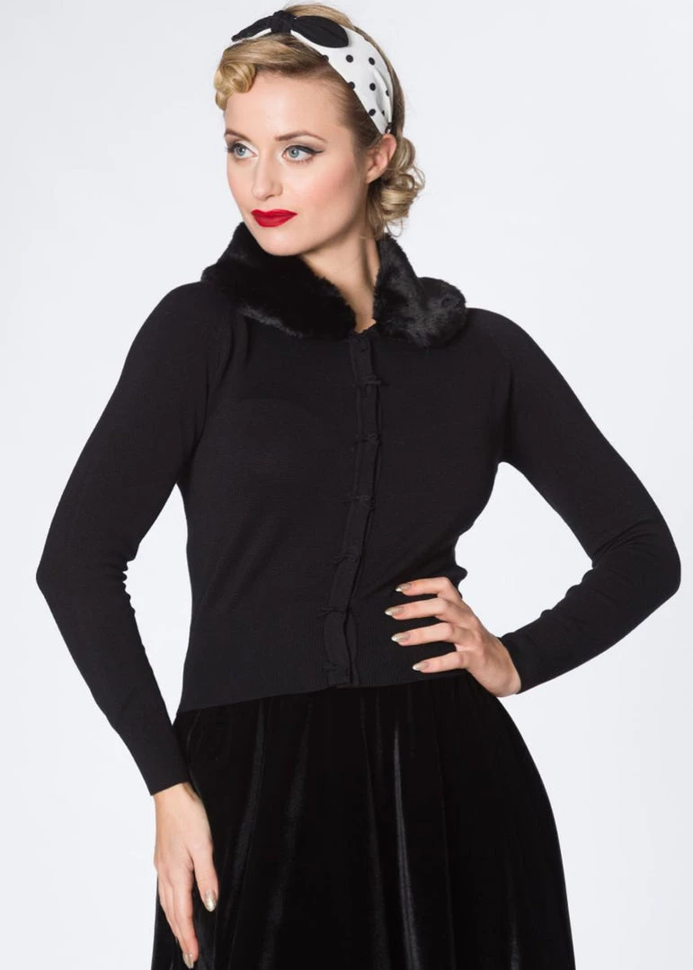 New In Banned Bow Dreaming 40's Cardigan Black