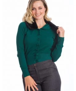 New In Banned Bow Dreaming 40's Cardigan Green