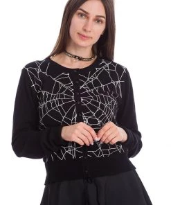 New In Banned Creepy Spider Cardigan Black