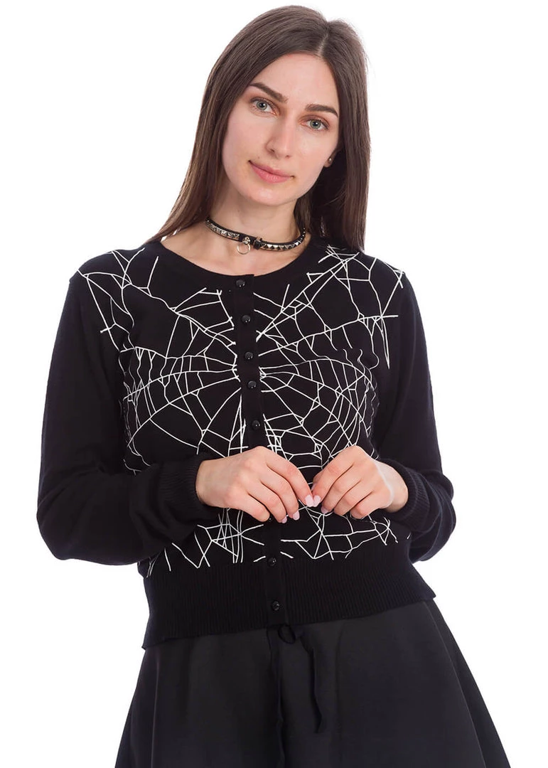 New In Banned Creepy Spider Cardigan Black