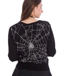 New In Banned Creepy Spider Cardigan Black
