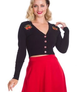 Banned Strawberry Fields 50's Cardigan Black New In
