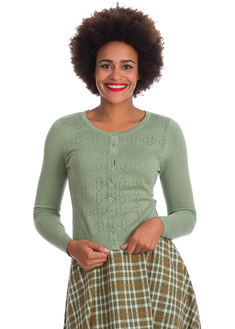 Banned Flower Power 40's Cardigan Green New In