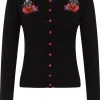 Banned Poison RIP Skull 50's Cardigan Black