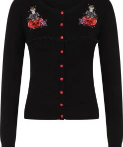 Banned Poison RIP Skull 50's Cardigan Black