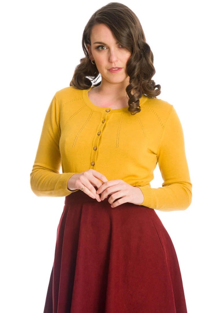 New In Banned Nina 50's Cardigan Mustard