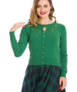Banned Holly Go Lightly 50's Cardigan Green