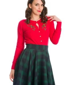 Banned Holly Go Lightly 50's Cardigan Red New In