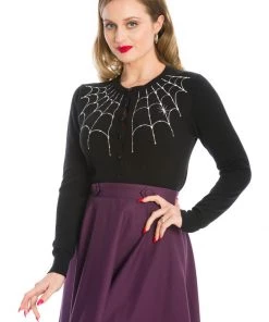 Banned Under Her Spider Web 50's Cardigan Black White