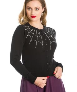 Banned Under Her Spider Web 50's Cardigan Black White