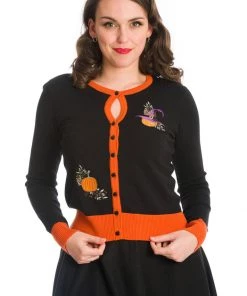Banned Pumpkin Spice & All Things Nice 50's Cardigan Black New In