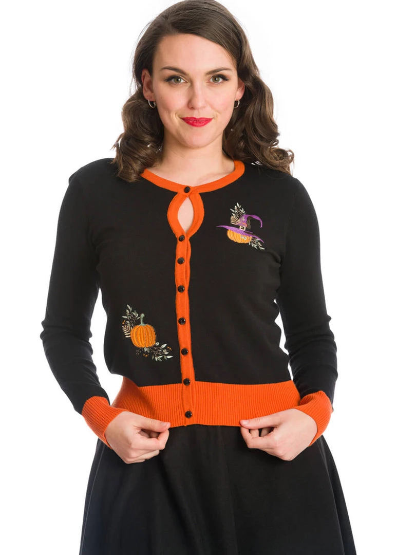 Banned Pumpkin Spice & All Things Nice 50's Cardigan Black New In