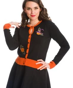 Banned Pumpkin Spice & All Things Nice 50's Cardigan Black New In