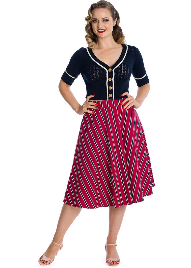 Banned Boat Club Anchor 50's Cardigan Navyblue