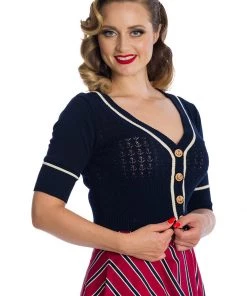 Banned Boat Club Anchor 50's Cardigan Navyblue