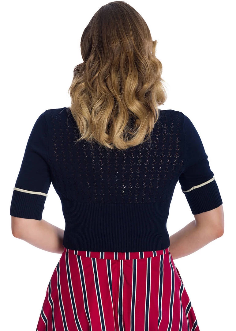 Banned Boat Club Anchor 50's Cardigan Navyblue