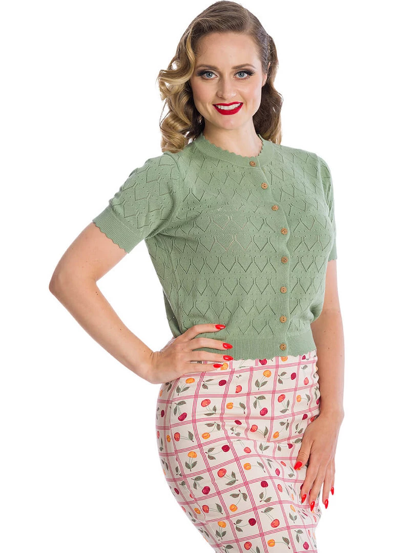 New In Banned Summer Scallop 40's Cardigan Green