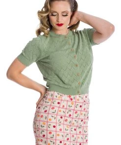 New In Banned Summer Scallop 40's Cardigan Green