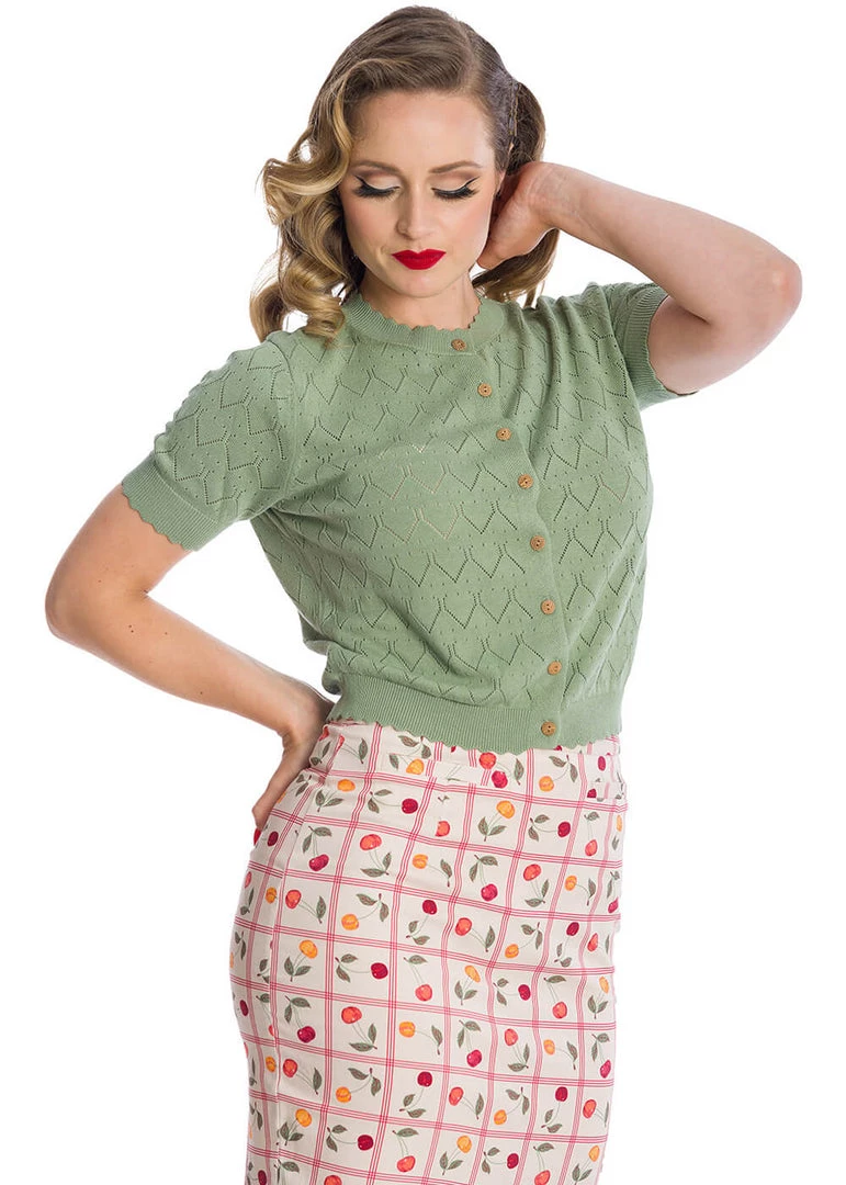 New In Banned Summer Scallop 40's Cardigan Green