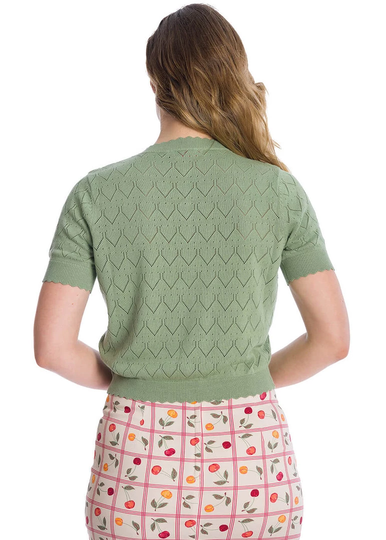 New In Banned Summer Scallop 40's Cardigan Green