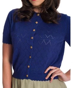 New In Banned Summer Scallop 40's Cardigan Navy Blue