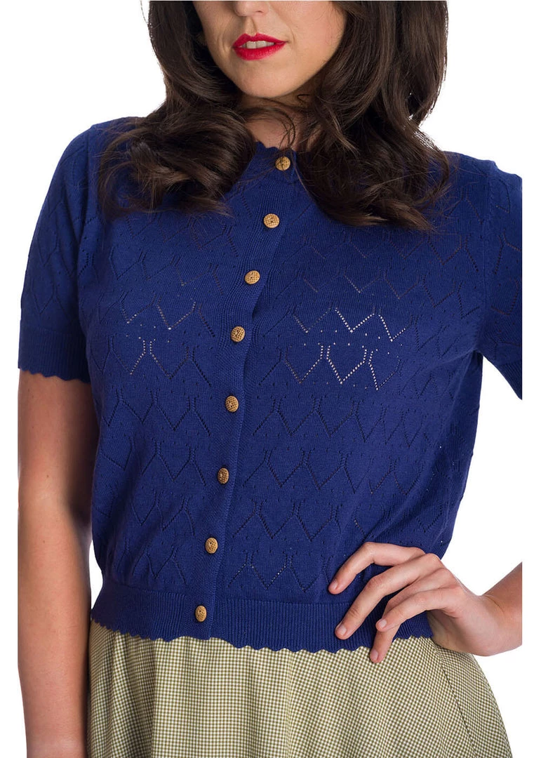 New In Banned Summer Scallop 40's Cardigan Navy Blue