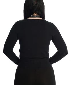 Banned Ishtar Skeleton Rose 50's Cardigan Black New In