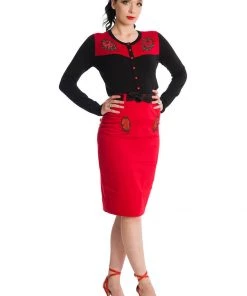 Banned Blooming Rose 50's Cardigan Black New In