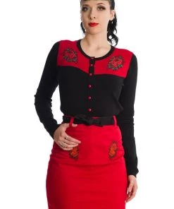 Banned Blooming Rose 50's Cardigan Black New In