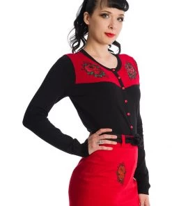 Banned Blooming Rose 50's Cardigan Black New In