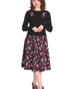 Banned Singing Rose 50's Cardigan Black New In