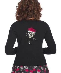 Banned Singing Rose 50's Cardigan Black New In
