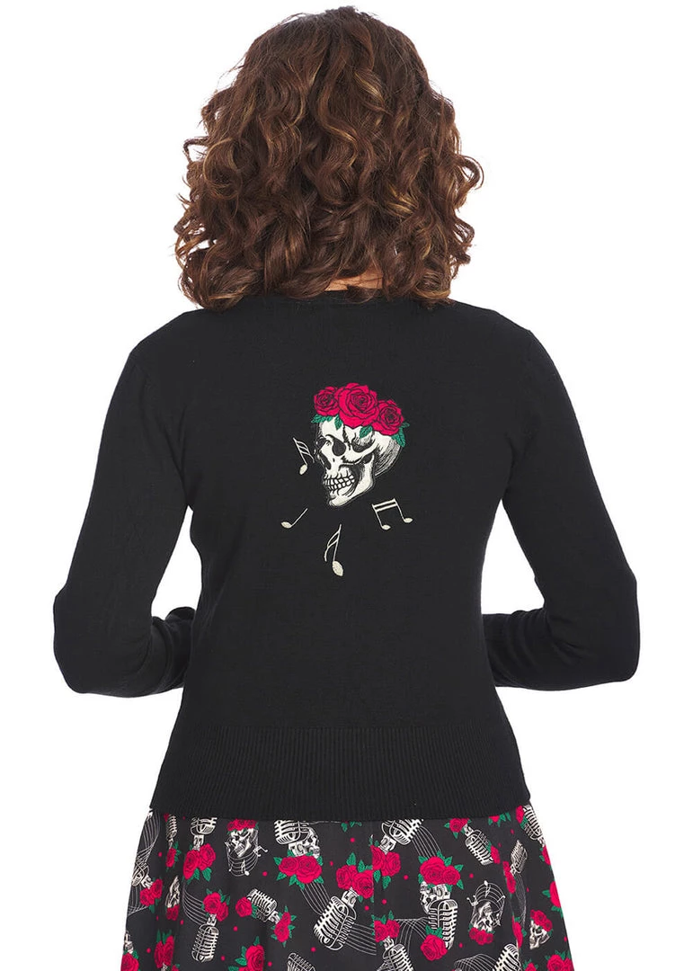 Banned Singing Rose 50's Cardigan Black New In