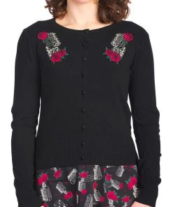 Banned Singing Rose 50's Cardigan Black New In