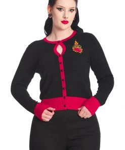 Banned Cherry Blaze 50's Cardigan Black