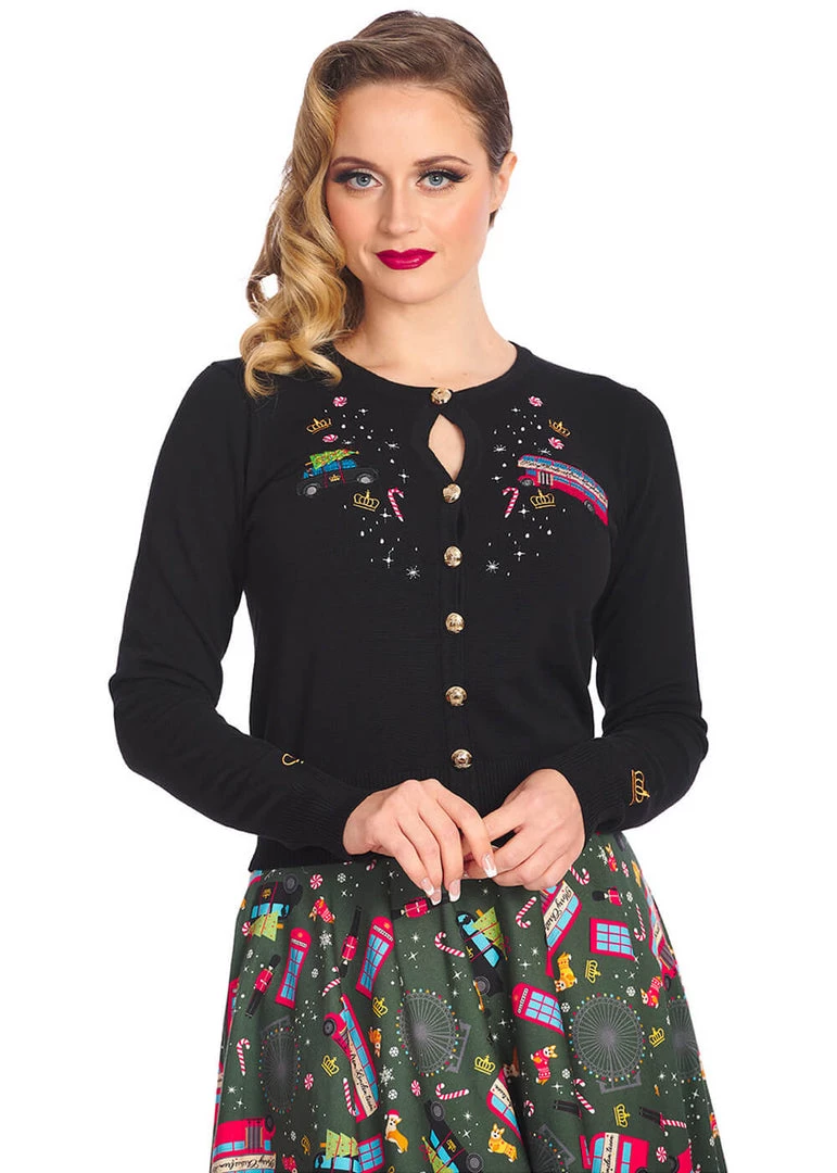 Banned Queens Cab 50's Cardigan Black