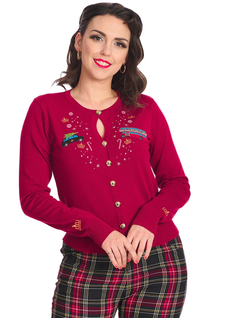 Banned Queens Cab 50's Cardigan Red