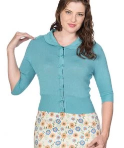 New In Banned April Bow 40's Cardigan Blue