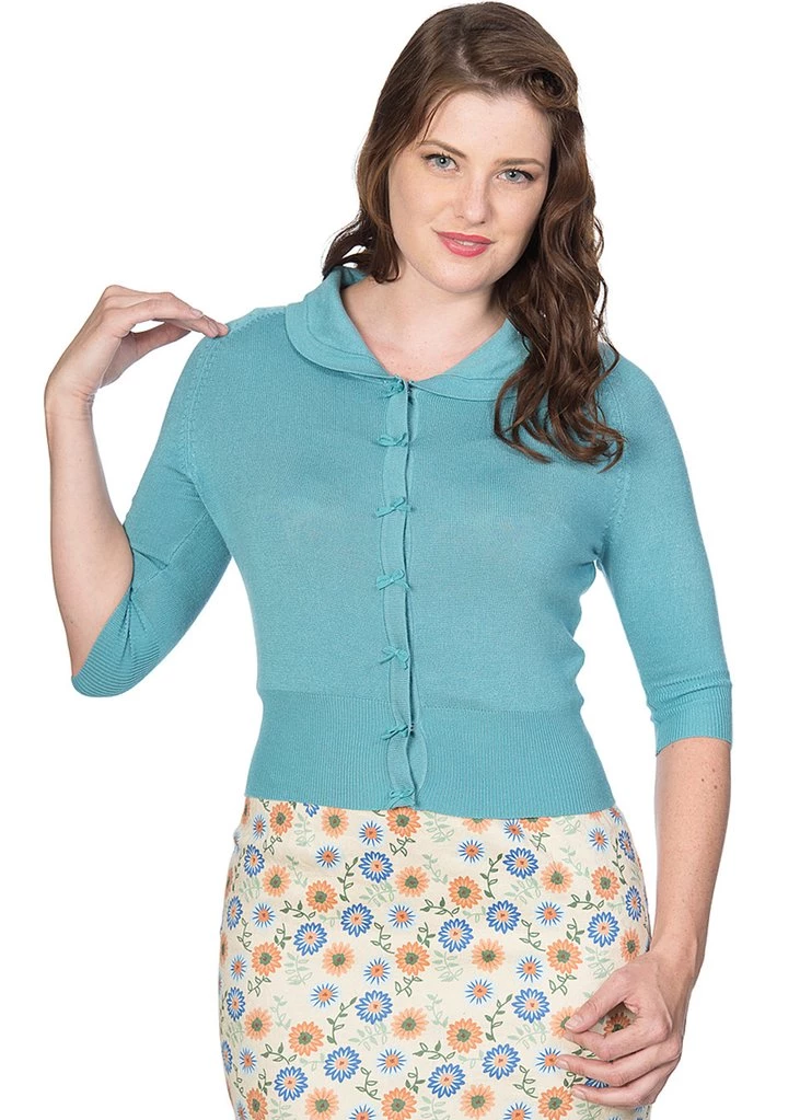 New In Banned April Bow 40's Cardigan Blue