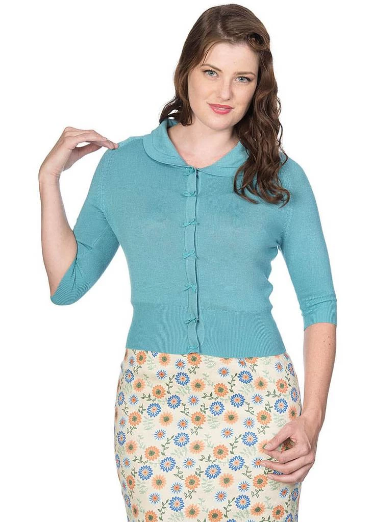 New In Banned April Bow 40's Cardigan Blue
