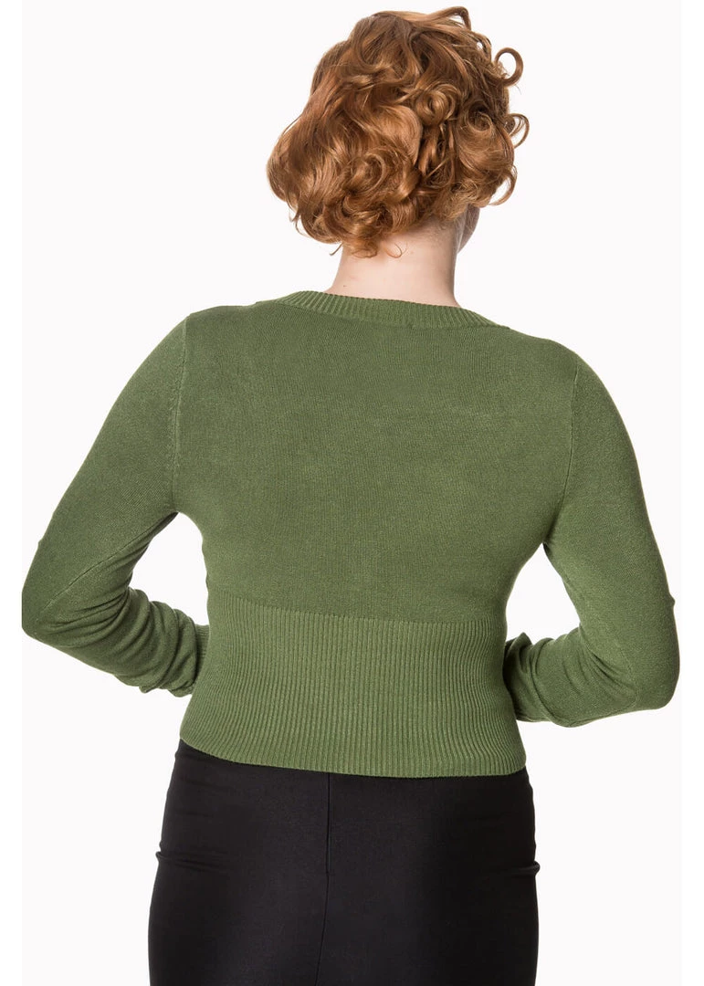 New In Banned Lets Go Dancing 50's Cardigan Forest Green