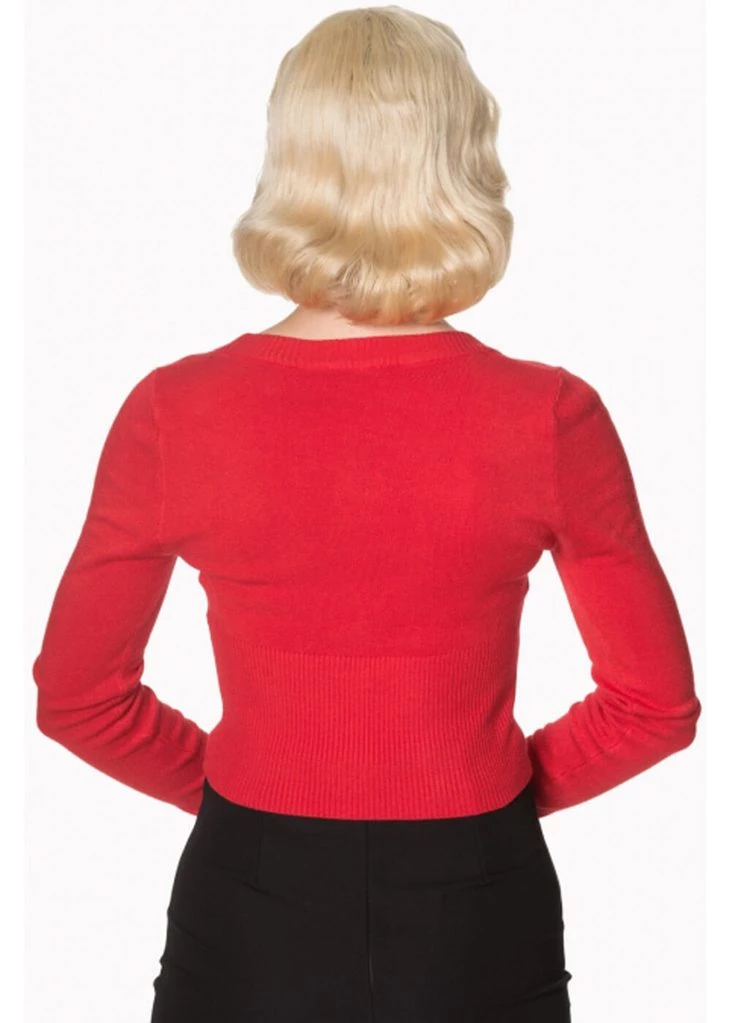 New In Banned Lets Go Dancing Retro 50's Cardigan Red