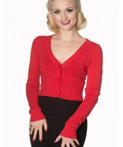 New In Banned Lets Go Dancing Retro 50's Cardigan Red
