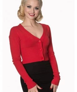 New In Banned Lets Go Dancing Retro 50's Cardigan Red