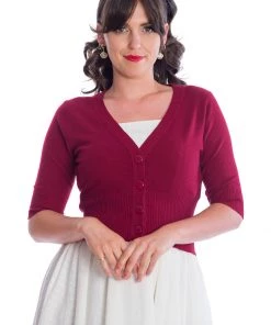Banned Overload 50's Cardigan Dark Red New In